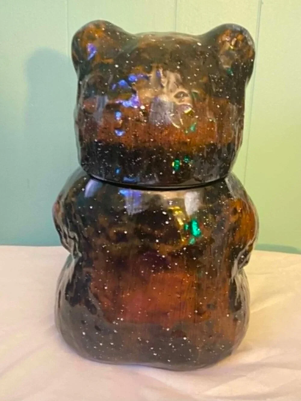 Julie Ueland Enesco Bear Cookie Jar Patchwork Scarf Ceramic 2002